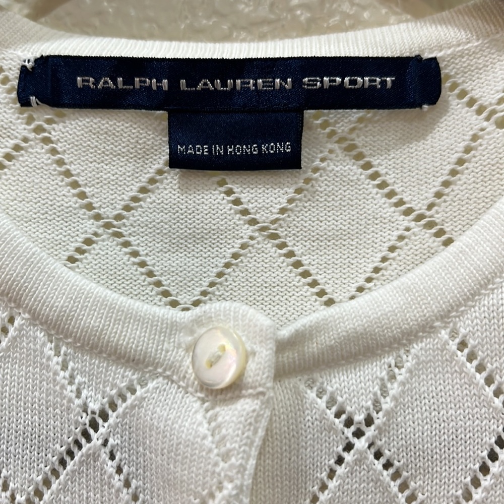 NWOT. Ralph Lauren White Cropped Sweater w/ 3/4-Length Sleeves Runs Very SMALL - Picture 2 of 6